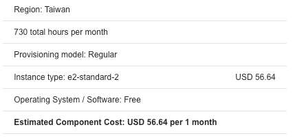 E2 Google Cloud na Tajwanie