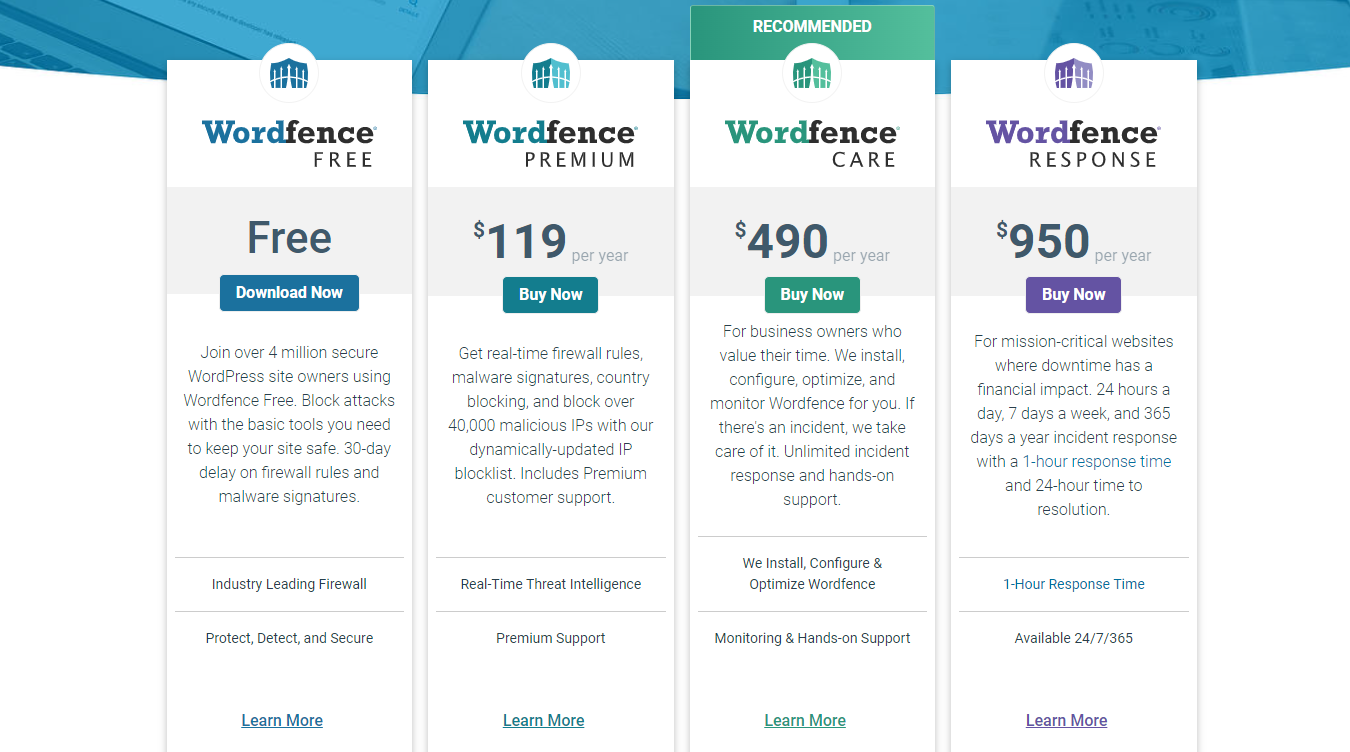 Wordfence 定價計劃