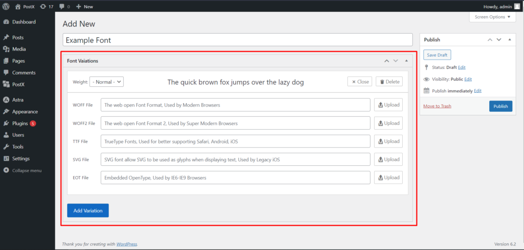 WordPress Özel Yazı Tipleri Nasıl Eklenir: Tipografi 8'de Tam Kontrolü Elinize Alın Uploading Custom Font