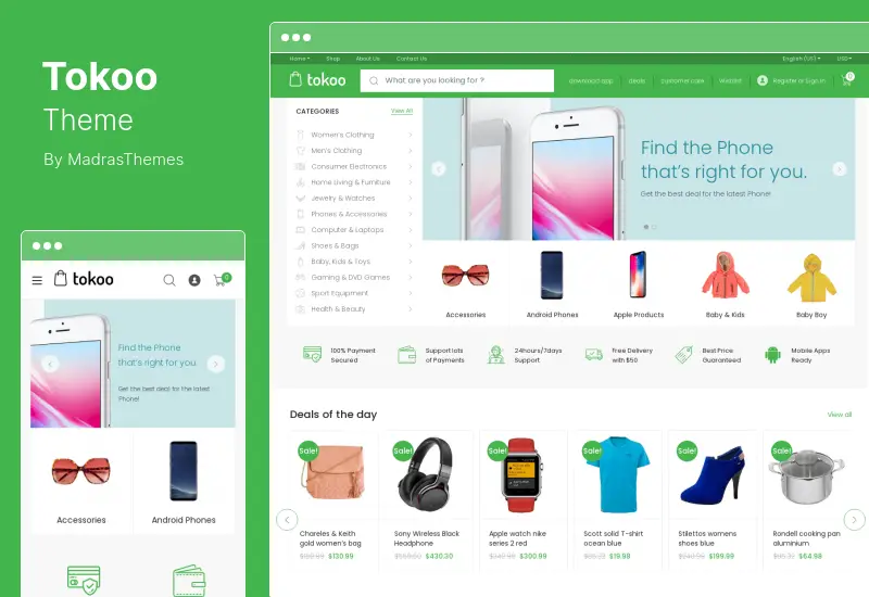 Tema Tokoo - Negozio di elettronica Tema WooCommerce per affiliati, siti Web multivendor Dropship