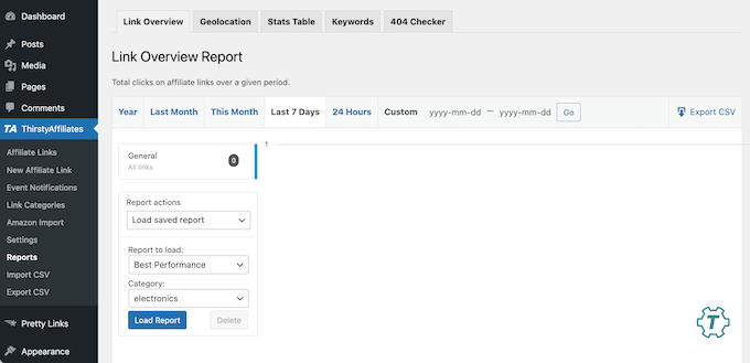 Funkcja raportowania partnerów ThirstyAffiliate ThirstyAffiliate's affiliate reporting feature
