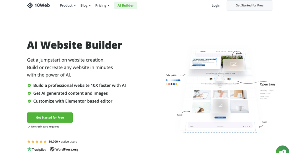 7 kreatorów stron internetowych opartych na sztucznej inteligencji: Twórz z łatwością oszałamiające strony internetowe 3 10web builder