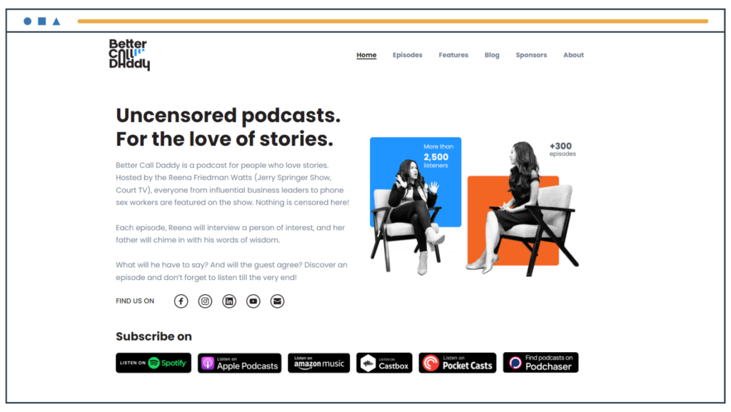 Die neue Homepage der Better Call Daddy-Website.