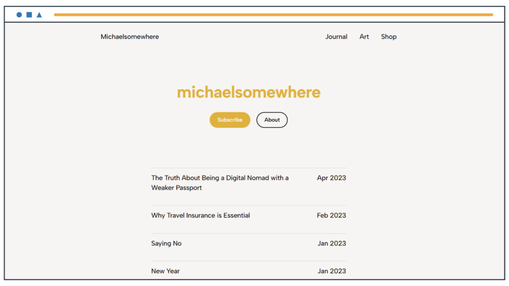 Die Homepage der Michaelsomehwere-Website