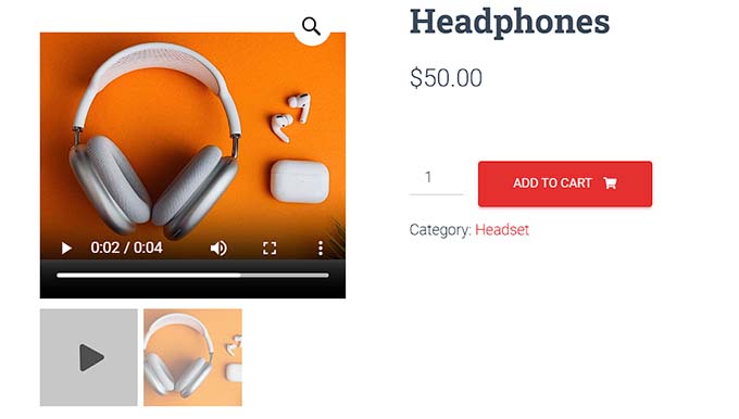 pratinjau headphone Headphone WooCommerce product video preview