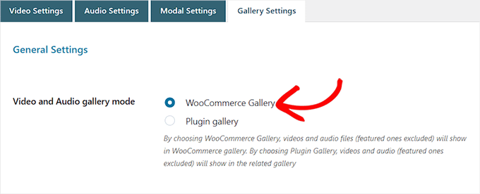 Pilih opsi Galeri WooCommerce Choose the WooCommerce Gallery option