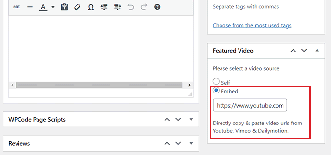 Pilih opsi Sematkan dan rekatkan URL video Choose the Embed option and paste the video URL