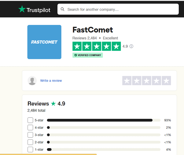 Preuve sociale de l'utilisateur - FastComet