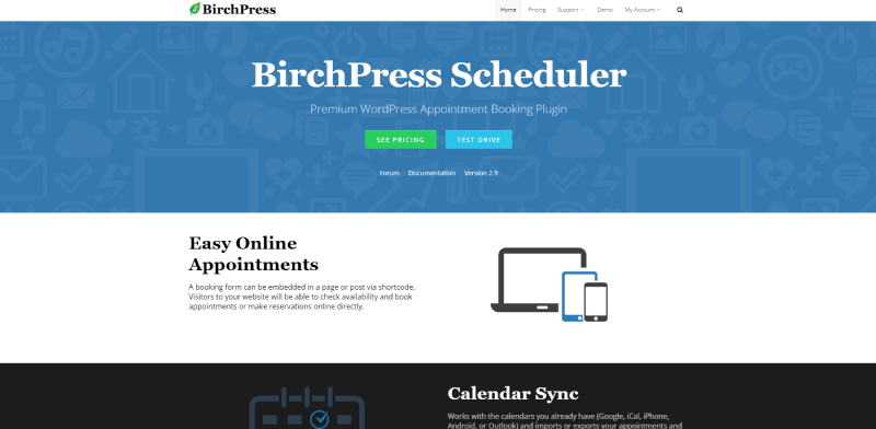 captura de pantalla de la página de inicio del programador de birchpress
