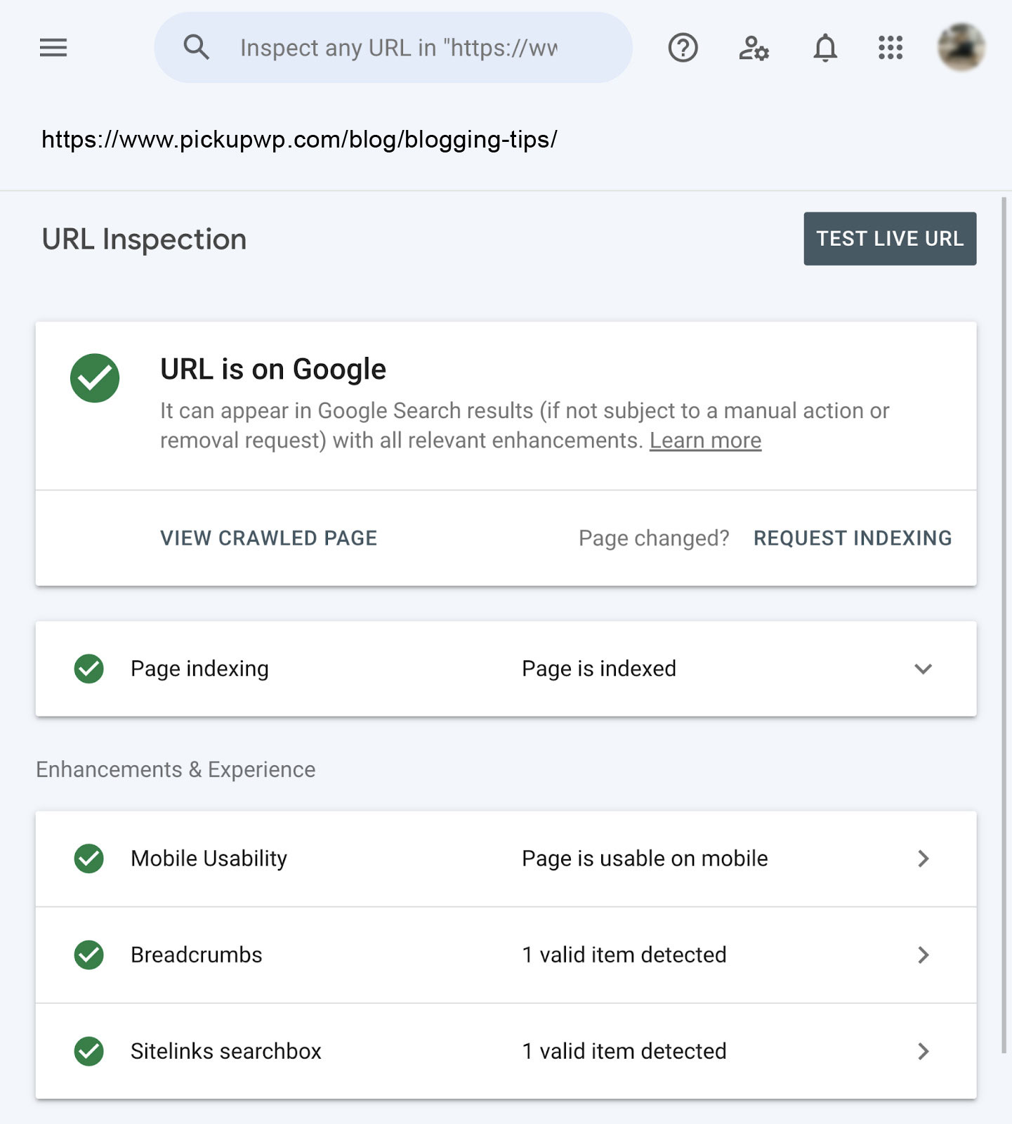 Periksa URL Halaman Menggunakan Inspeksi URL Google Search Console