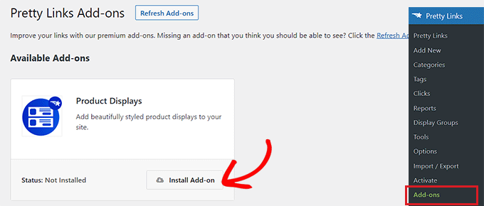 安装并激活 Product Displays 插件 Install and activate the Product Displays addon