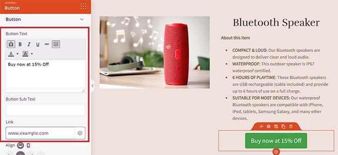 添加附属链接和 CTA 文本 Add the affiliate link and CTA text