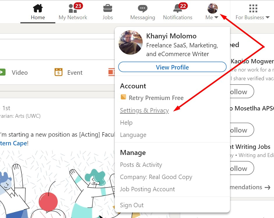 Cara menemukan alamat email seseorang menggunakan LinkedIn.