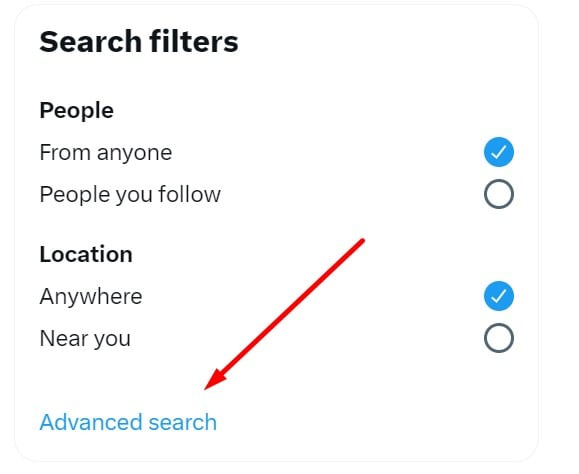 Cara menemukan alamat email seseorang menggunakan pencarian lanjutan Twitter.