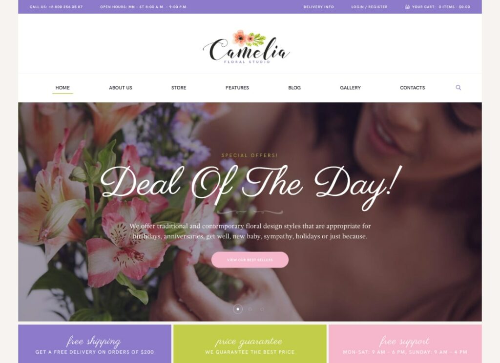 Kamelya | Bir Floral Studio Çiçekçi WordPress Teması