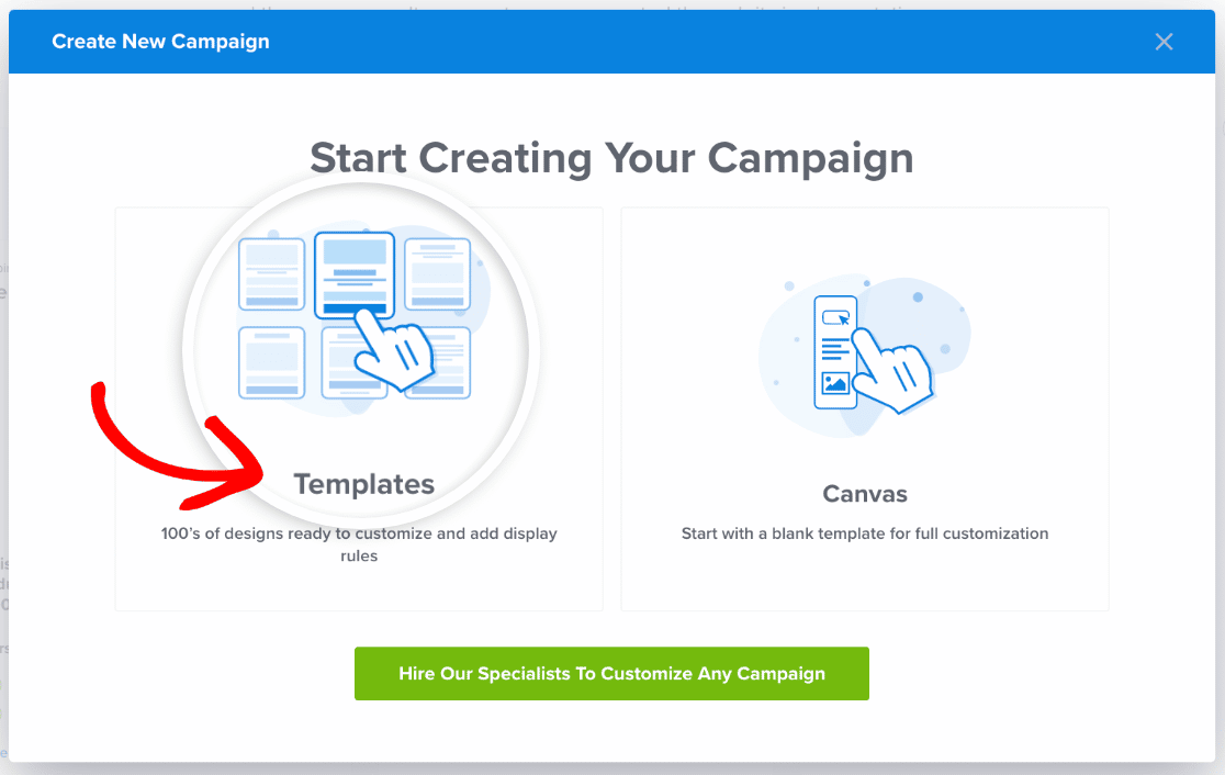 Creating an OptinMonster campaign from a template