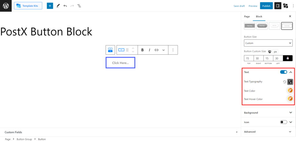 Cómo agregar botones en WordPress: Mejore sus botones de WordPress con PostX 9 Button Text Setting