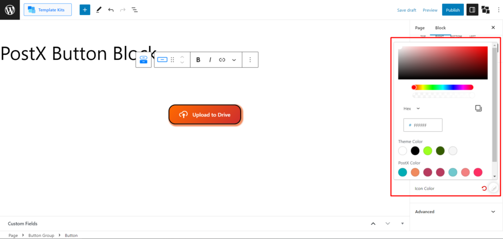 Cómo agregar botones en WordPress: Mejore sus botones de WordPress con PostX 19 Button Icon Color Control