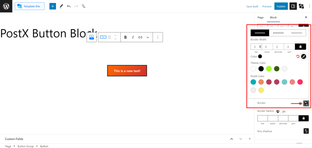 Cómo agregar botones en WordPress: Mejore sus botones de WordPress con PostX 14 Button Border Setting