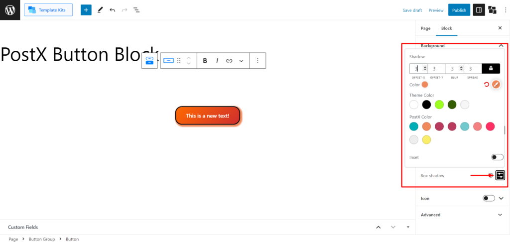 Cómo agregar botones en WordPress: Mejore sus botones de WordPress con PostX 16 Button Border Shadow Control