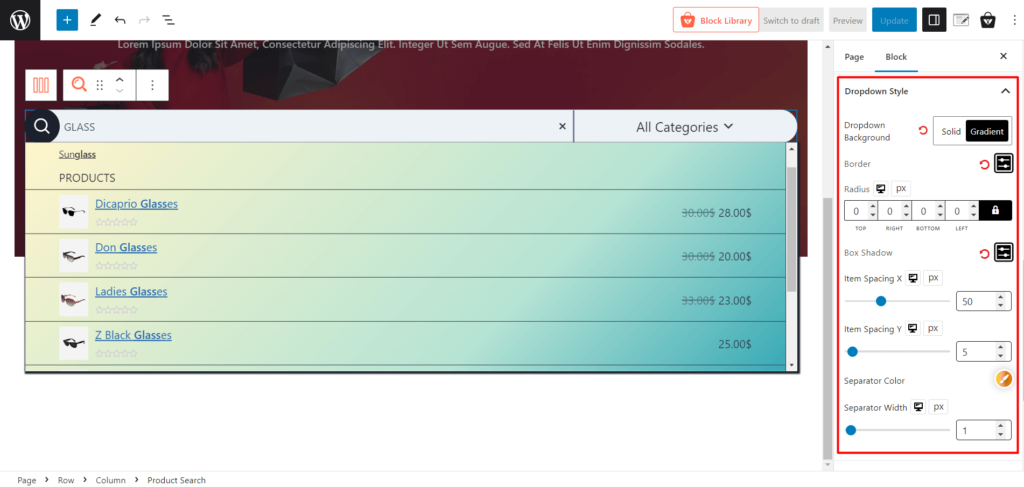 Como adicionar pesquisa de produtos WooCommerce: um guia para aprimorar a experiência de compra 9 Dropdown Style Settings