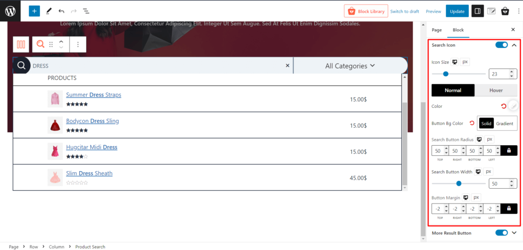 Como adicionar pesquisa de produtos WooCommerce: um guia para aprimorar a experiência de compra 7 Search Icon Settings