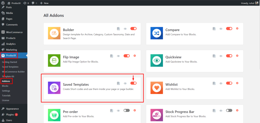 Como adicionar pesquisa de produtos WooCommerce: um guia para aprimorar a experiência de compra 14 Enabling Saved Template Addon