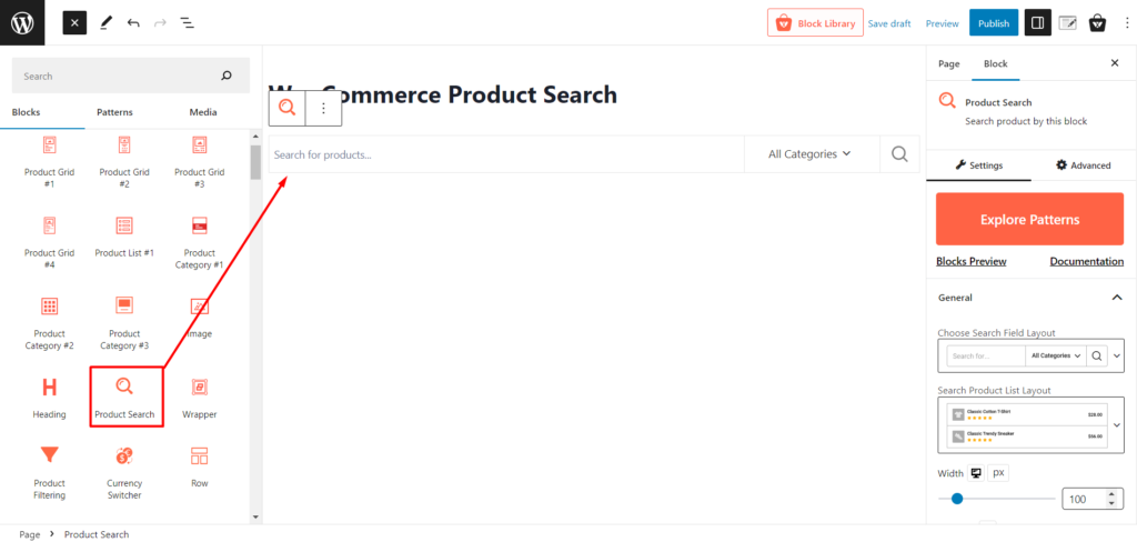 Como adicionar pesquisa de produtos WooCommerce: um guia para aprimorar a experiência de compra 2 Adding WooCommerce Product Search Block