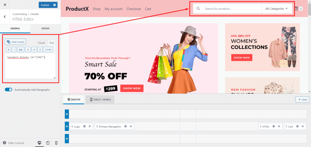 Como adicionar pesquisa de produtos WooCommerce: um guia para aprimorar a experiência de compra 20 Pasting Shortcode in HTML