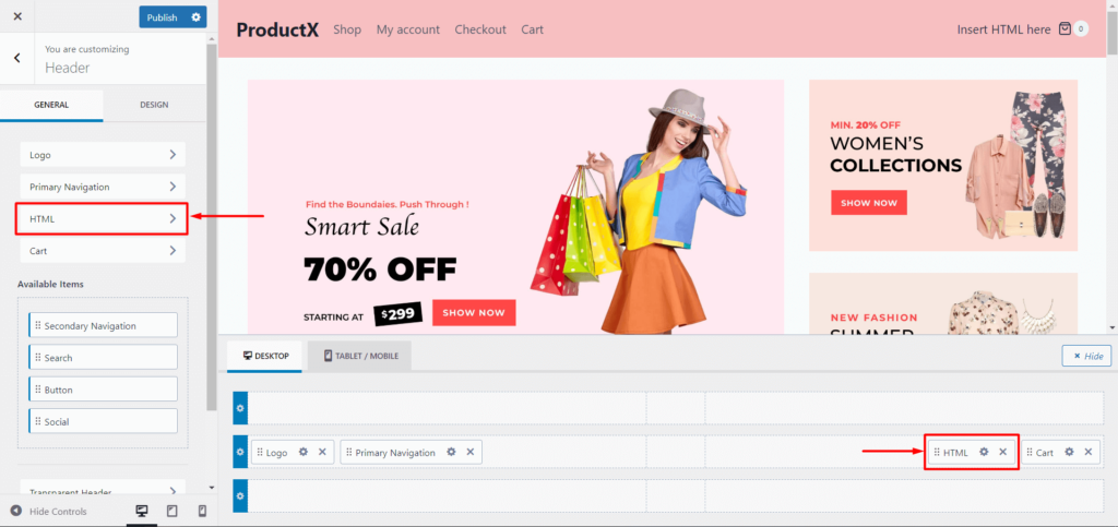 Como adicionar pesquisa de produtos WooCommerce: um guia para aprimorar a experiência de compra 19 Adding and Editing HTML in Header