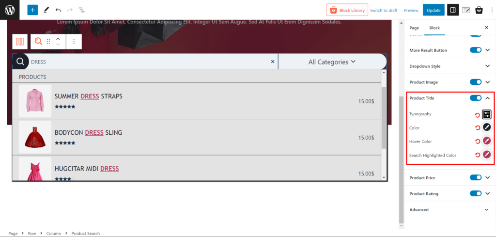 Como adicionar pesquisa de produtos WooCommerce: um guia para aprimorar a experiência de compra 11 Product Title Settings