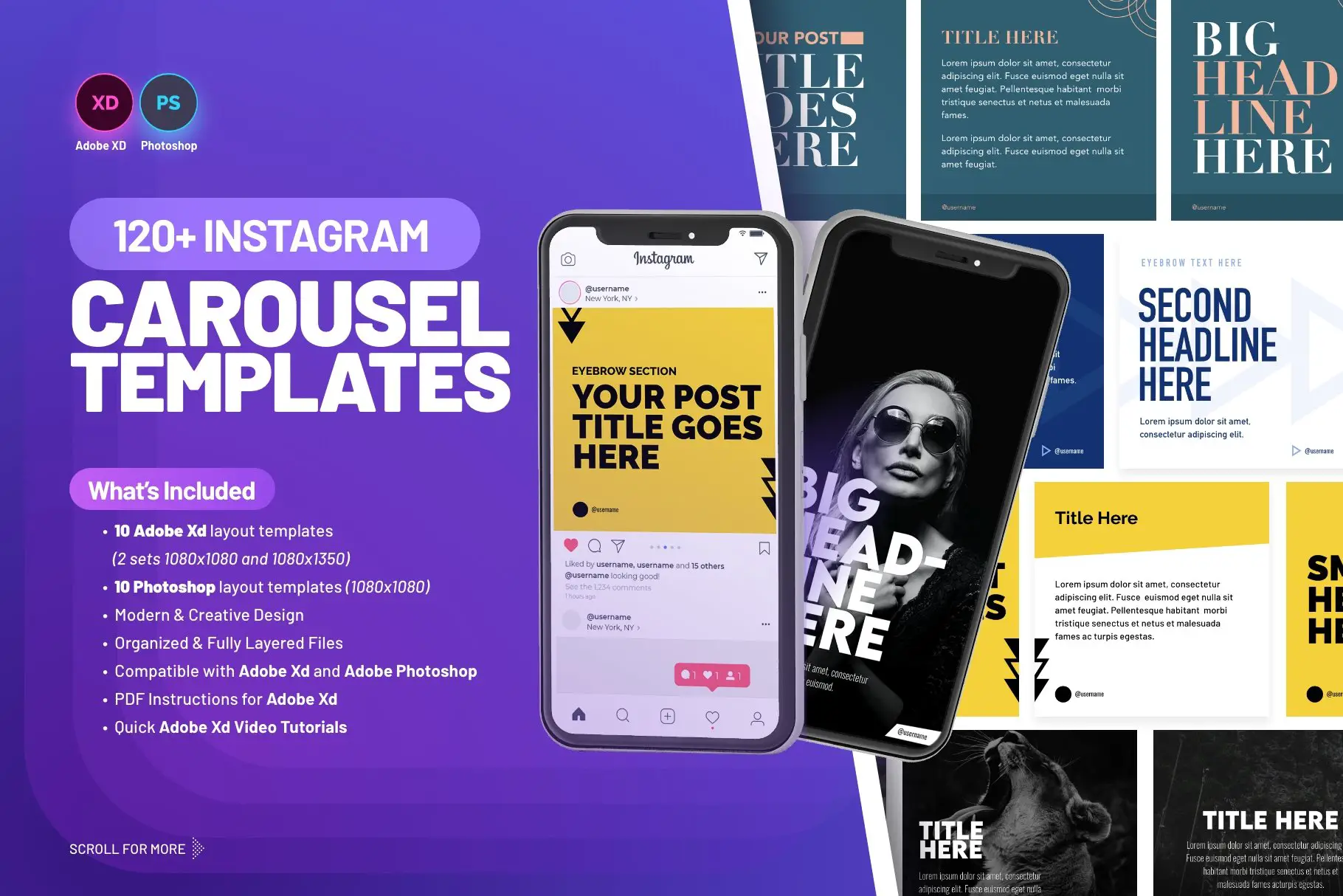 Más de 120 plantillas de carrusel de Instagram -