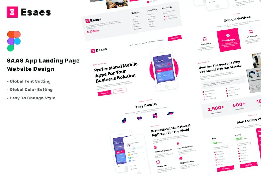 Aplicación SAAS Página de destino Diseño web Figma -