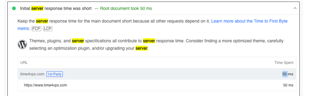 Antwortzeit des time4vps-Servers