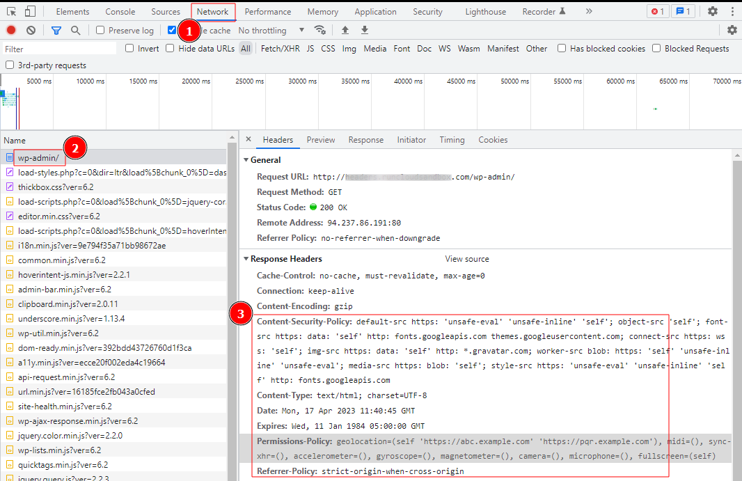 Вкладка «Сеть» Chrome DevTools