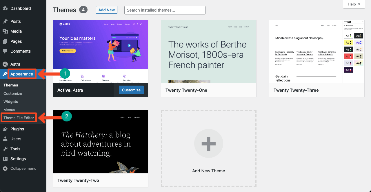 WordPress から未使用のショートコードを削除する方法 (4 つの簡単な方法) 8 Go to Theme File Editor
