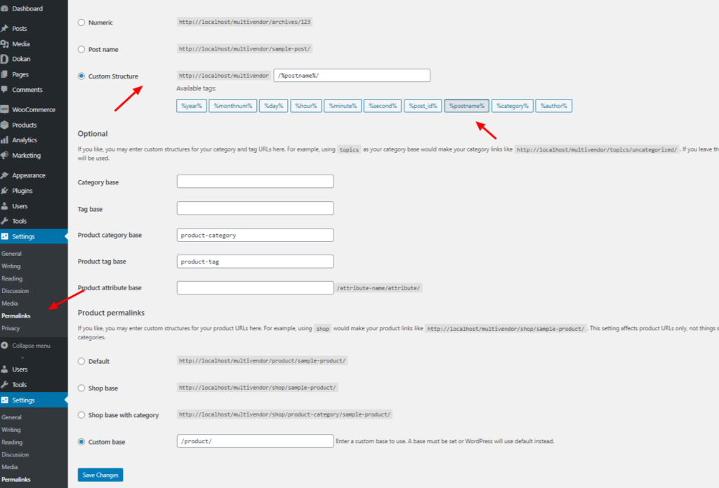 如何在 WordPress 5 中創建在線書店市場 define permalink of your product page