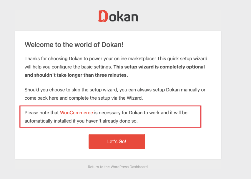 如何在 WordPress 2 中創建在線書店市場 This is a screenshot of Installing WooCommerce with Dokan