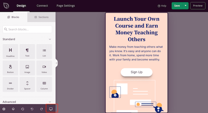 モバイルでのカスタム ページのプレビュー Previewing a custom page on mobile