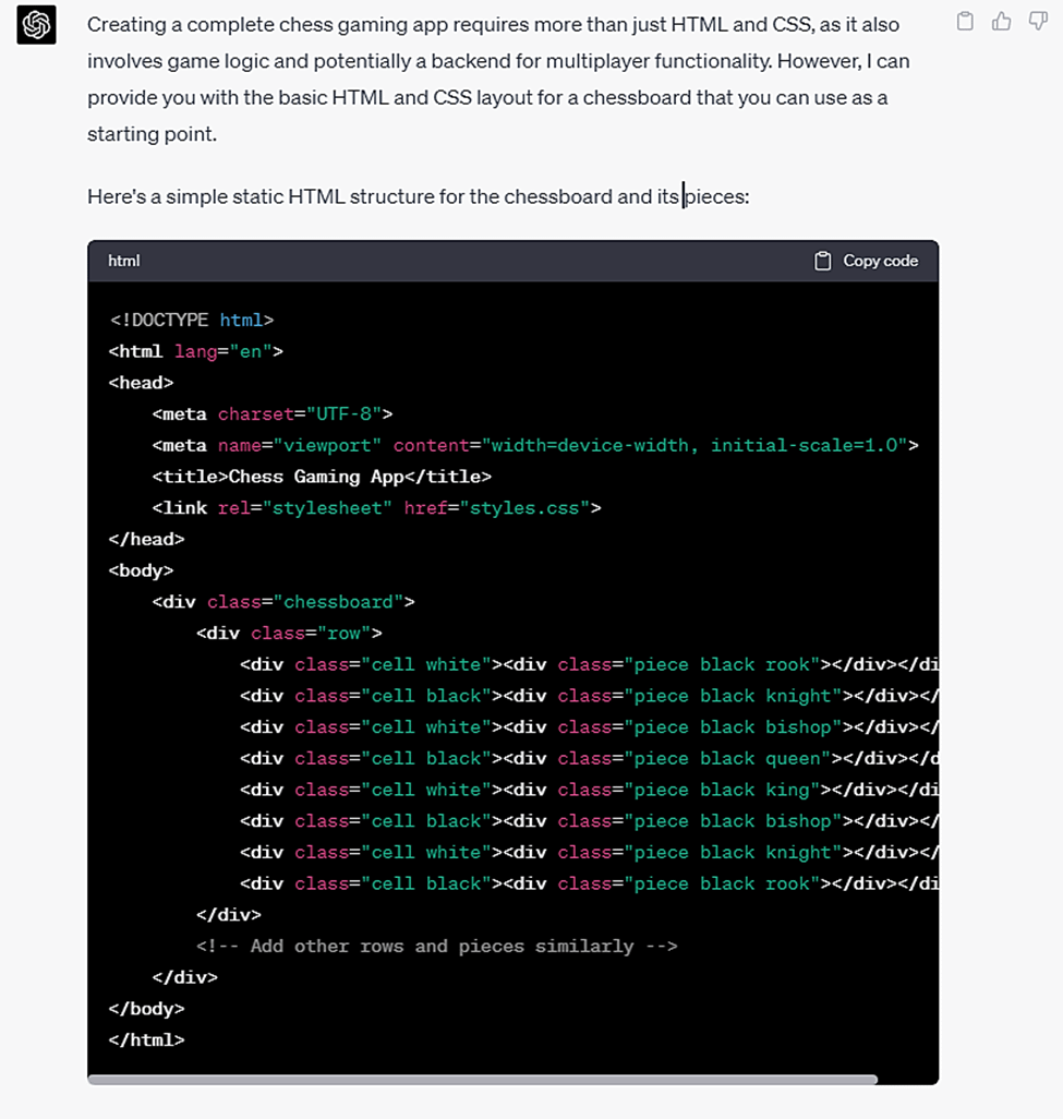 ChatGPT การเข้ารหัส HTML
