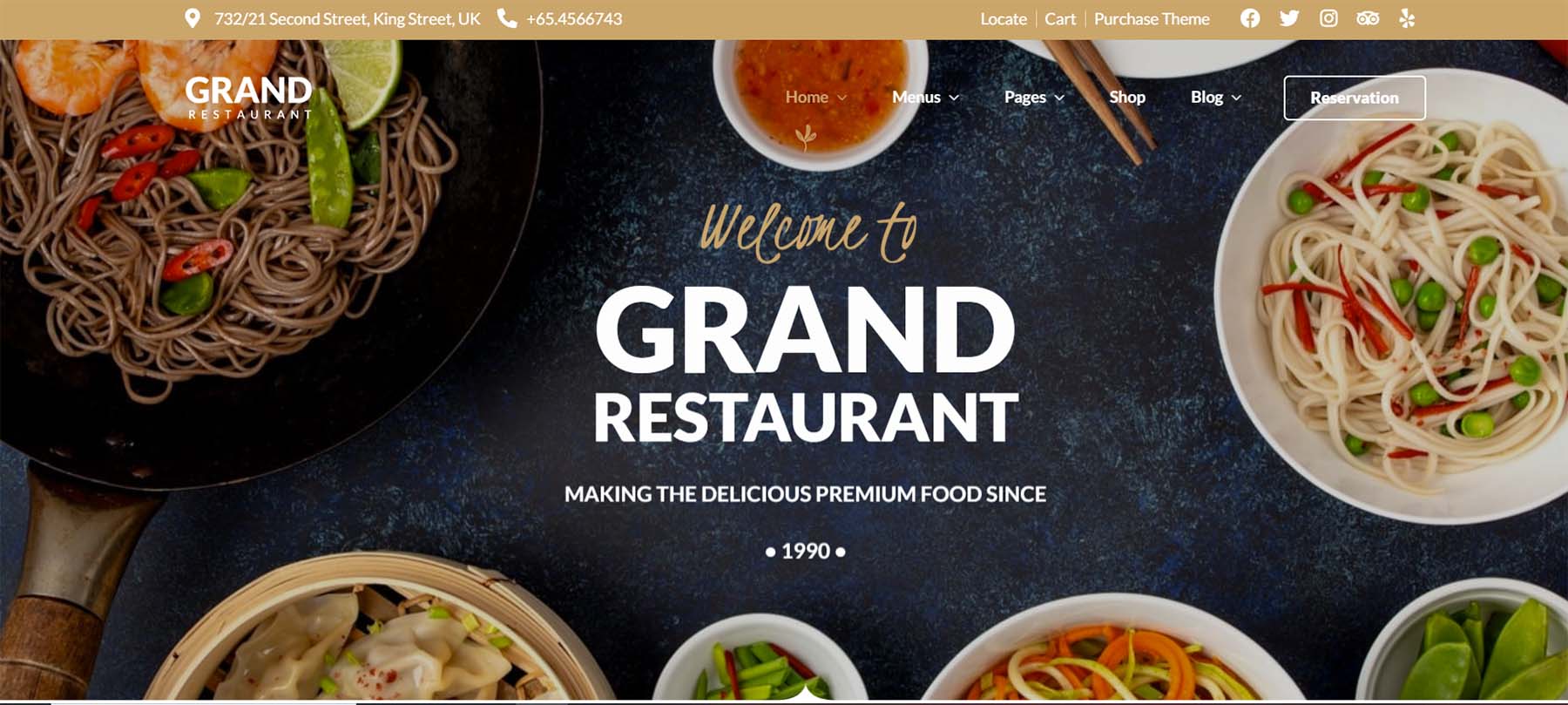 ธีม WordPress ของร้านอาหารแกรนด์