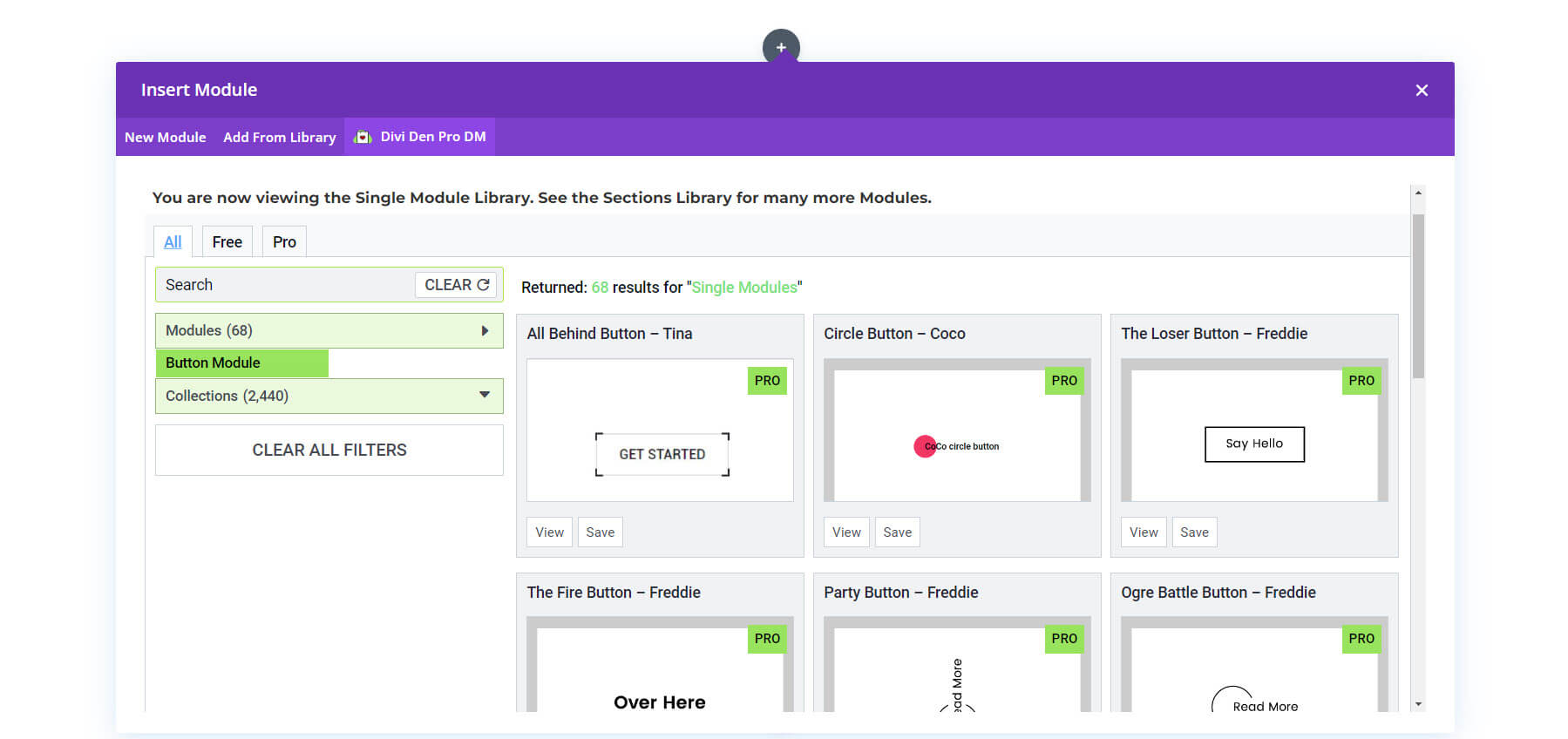 Perpustakaan Tata Letak Divi Den Pro di Divi Builder