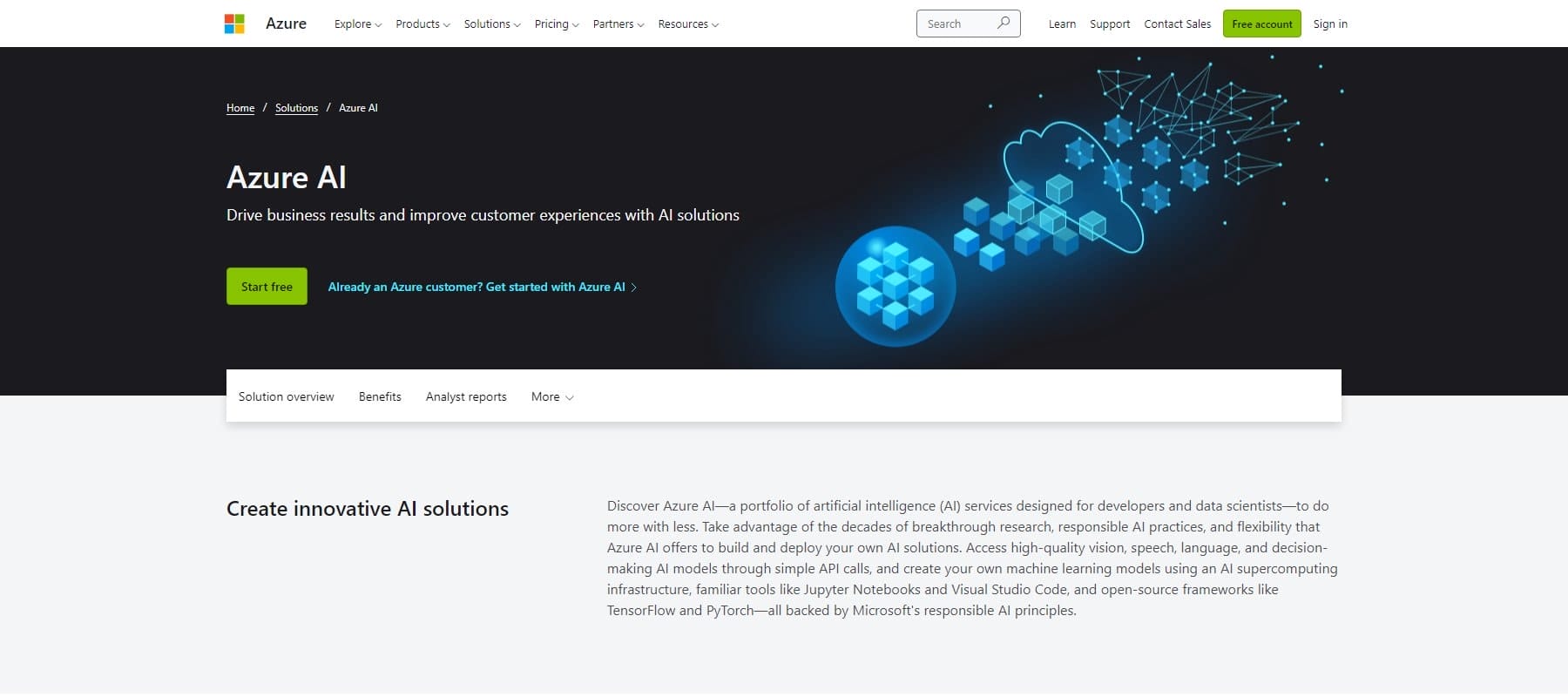 Microsoft Azure AI – Homepage Mai 2023