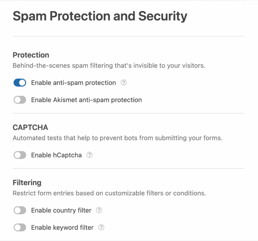WPForms anti spam
