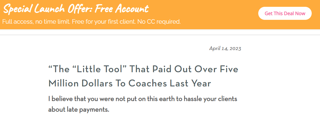Cómo iniciar un negocio de coaching en línea: página de inicio de Paperbell.