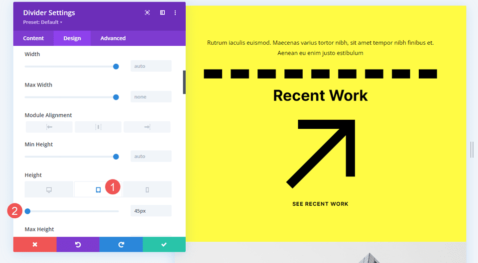 Cinquième exemple de style de ligne du module diviseur