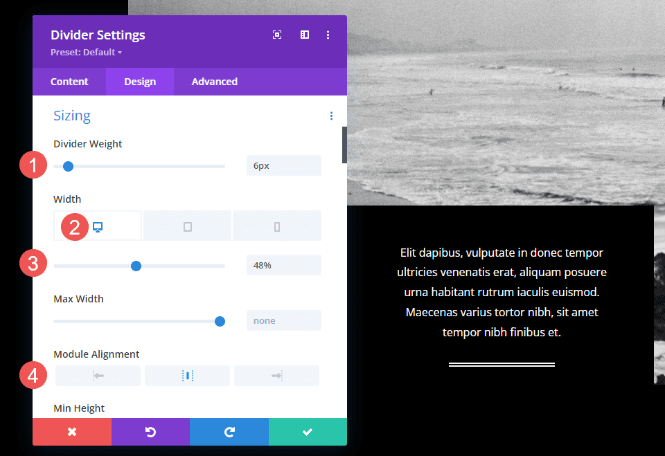 Ejemplo seis de estilo de línea de módulo divisor