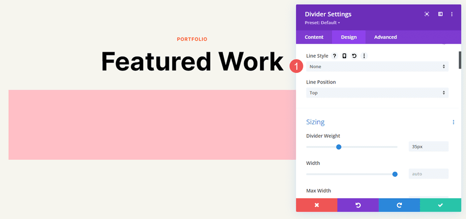 Options de style de ligne du module diviseur