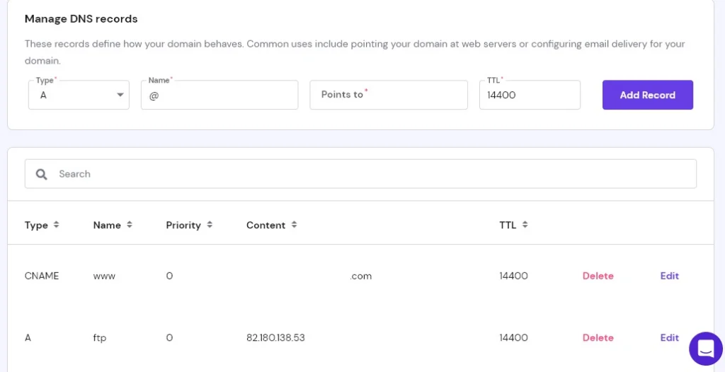 setările înregistrărilor dns