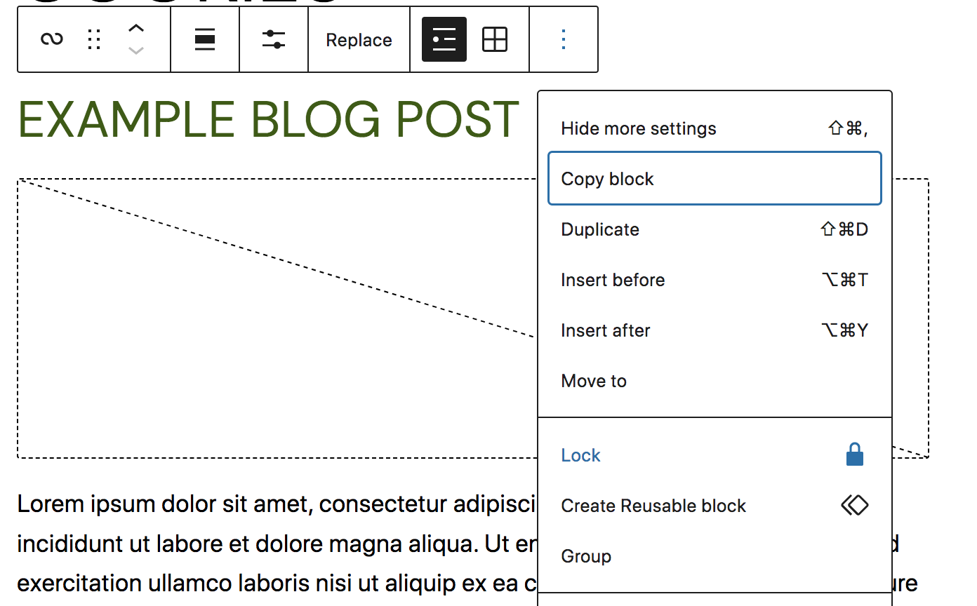 locking a block in WordPress